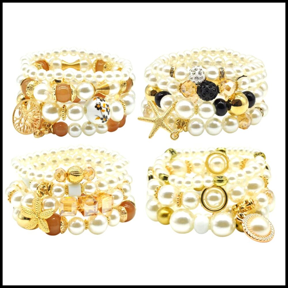 Stretch Stackable Bracelet Set Bohemian Charm Bea… - image 1